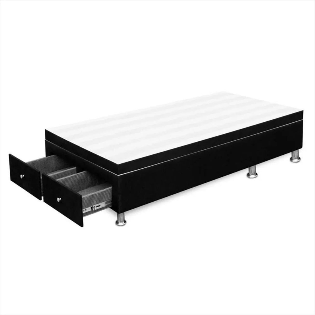 Cama Baúl Negro 120x43Cm Para Cochón Semidoble 120 X 190 Cm con Cajones - CAMAS | Bylmo