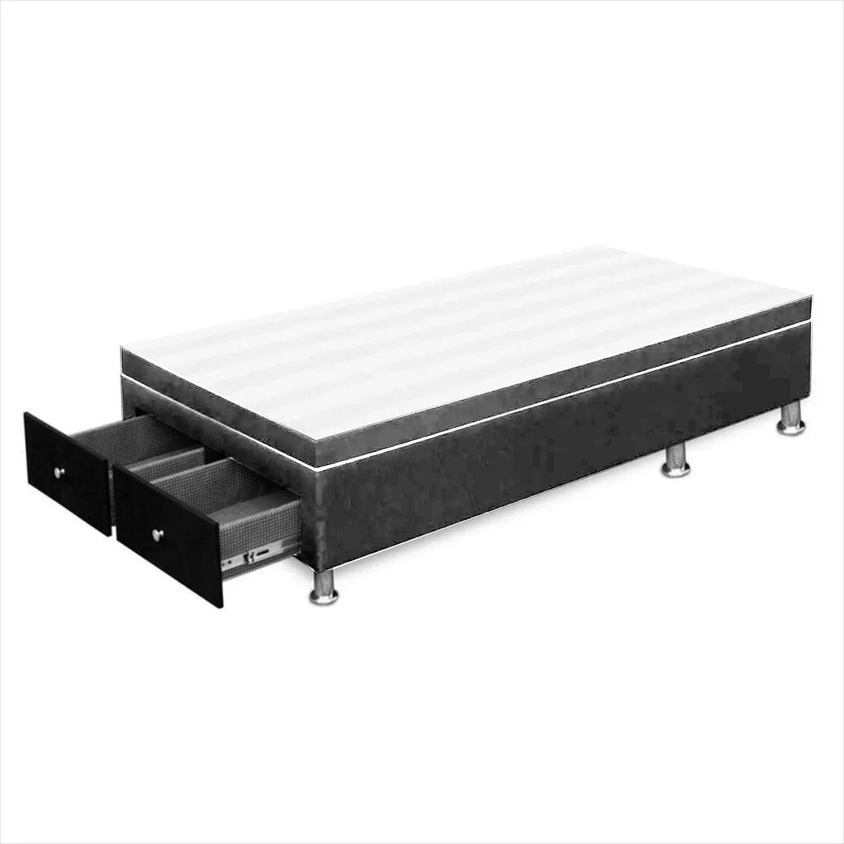 Cama Baúl Gris 120x43Cm Para Cochón Semidoble 120 X 190 Cm con Cajones - CAMAS | Bylmo