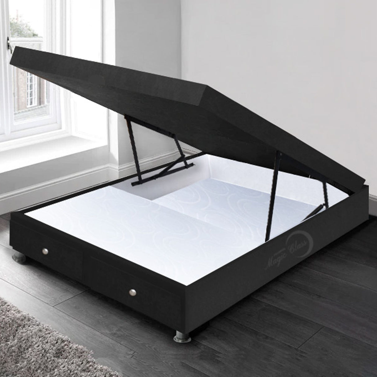 Cama Baúl Negro 140x43Cm Para Cochón Doble 140 X 190 Cm con Cajones - CAMAS | Bylmo