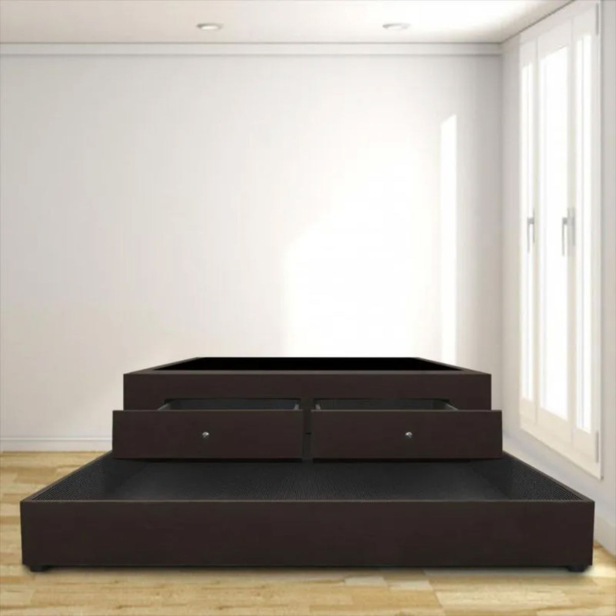 Cama Nido Cafe 100x60Cm Para Cochón Sencillo 100 X 190 Cm Con Baúl y Cajones - CAMAS | Bylmo