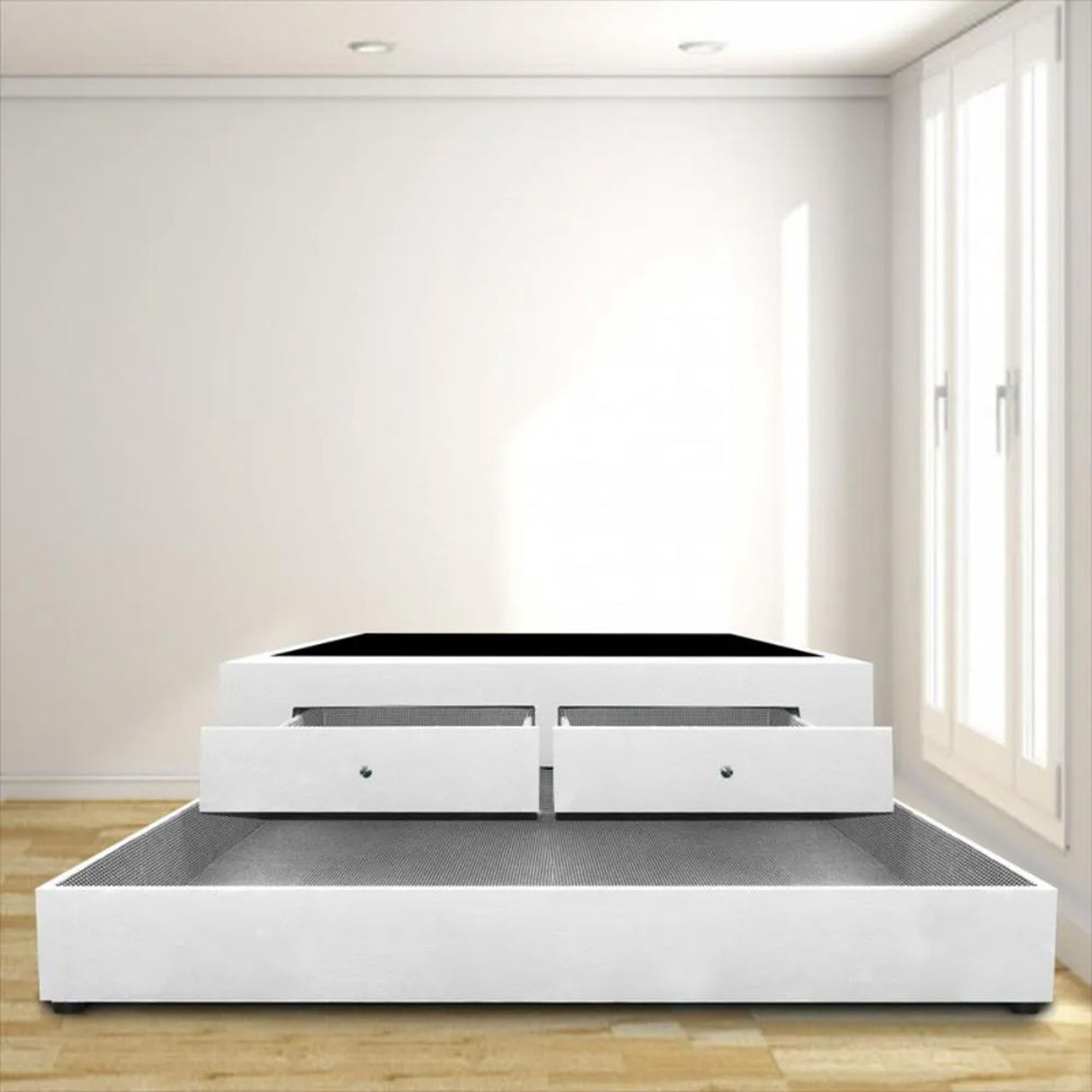 Cama Nido Blanco 120x60Cm Para Cochón Semidoble 120 X 190 Cm Con Baúl y Cajones - CAMAS | Bylmo