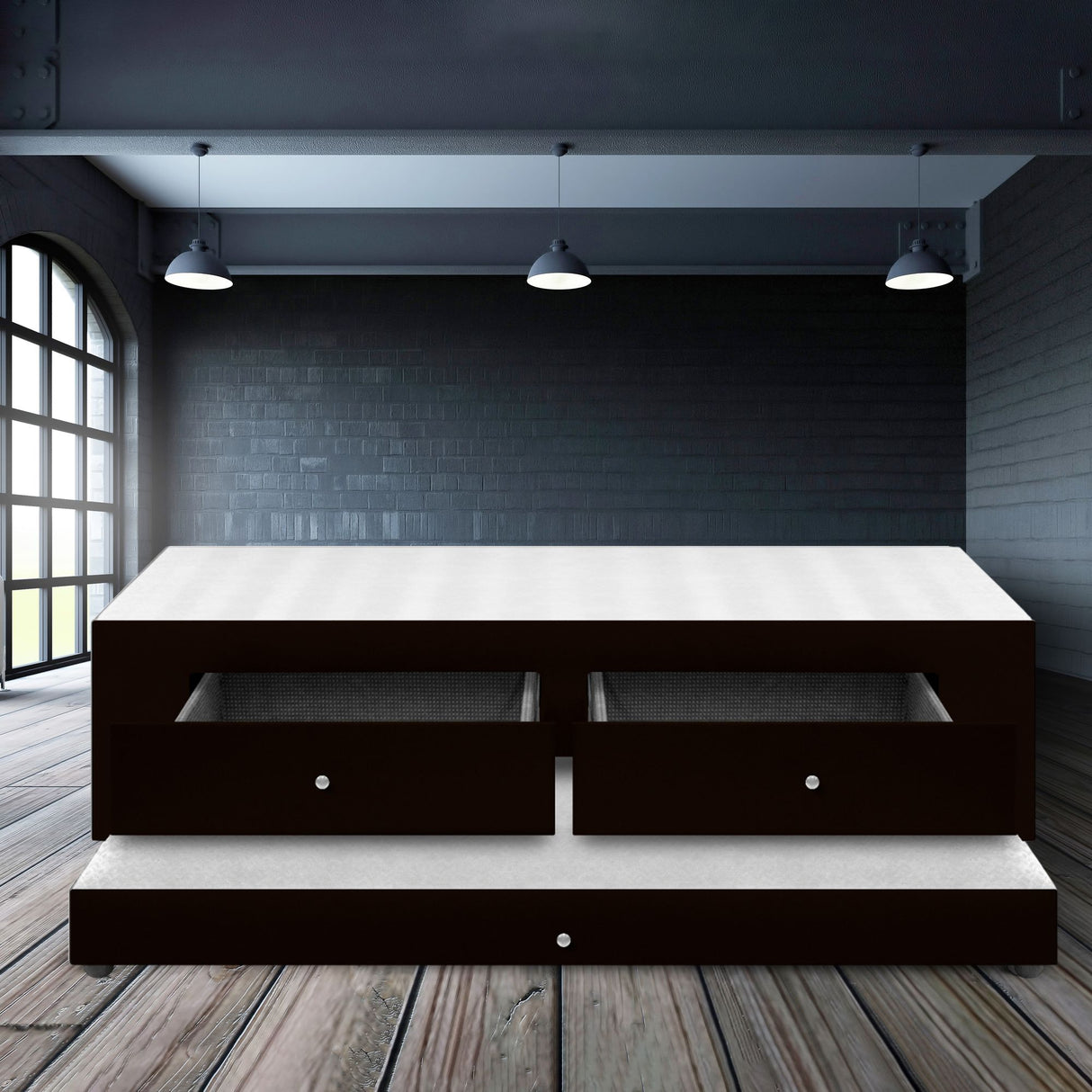 Cama Nido Duplex Cafe 90x60Cm Para Cochón Sencillo 90 X 190 Cm Con Cajones - CAMAS | Bylmo