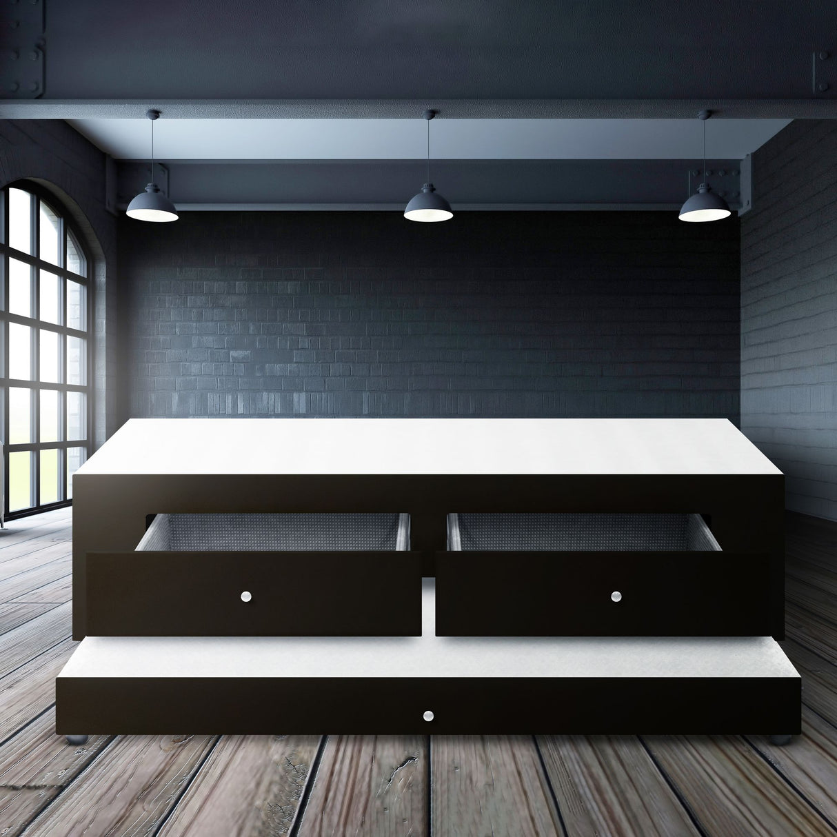 Cama Nido Duplex Negro 100x60Cm Para Cochón Sencillo 100 X 190 Cm Con Cajones - CAMAS | Bylmo