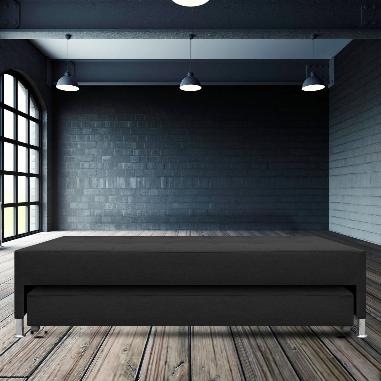 Cama Nido Duplex Jafar Negro 120x48Cm Para Cochón Semidoble 120 X 190 Cm con Colchones Incorporados - CAMAS | Bylmo