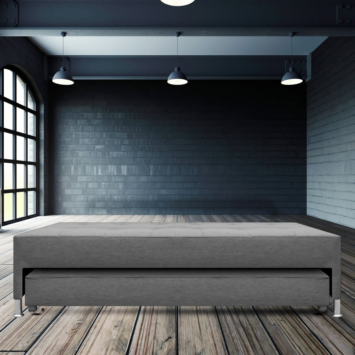 Cama Nido Duplex Jafar Gris 140x48Cm Para Cochón Doble 140 X 190 Cm con Colchones Incorporados - CAMAS | Bylmo
