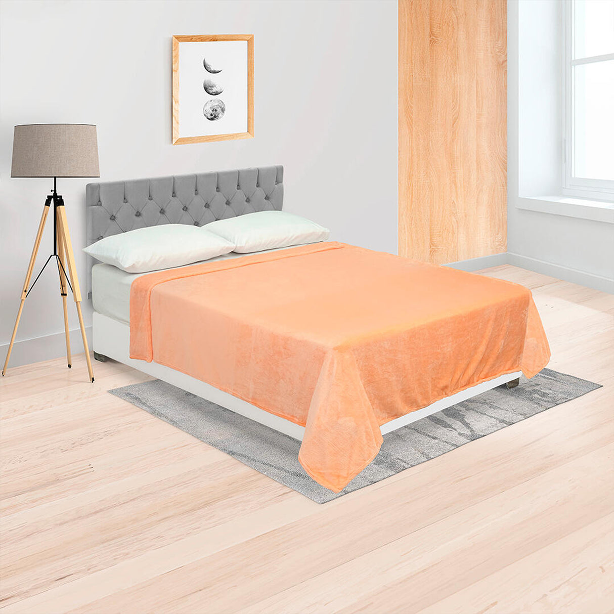Cobija Soft Naranja Claro 180x200cm Fondo Entero Extrasuave - COBIJAS Y MANTAS | Bylmo