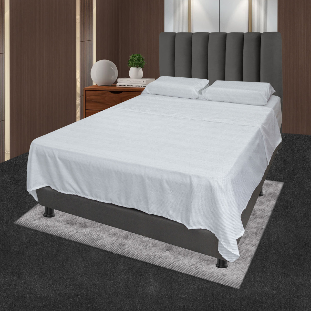 Juego de Sabanas Blanco para Cama Doble 140 X 190 Cm Hipoelergénicas y Antiácaros - SABANAS | Bylmo