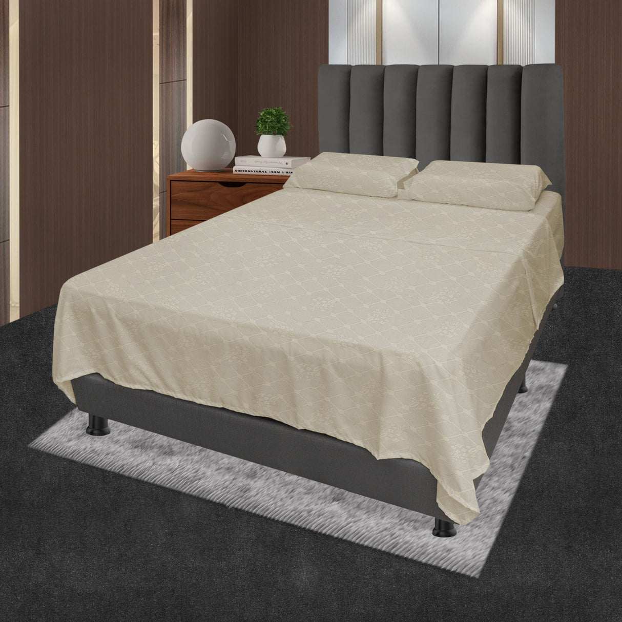 Juego de Sabanas Beige para Cama King 200 X 200 Cm Hipoelergénicas y Antiácaros - SABANAS | Bylmo