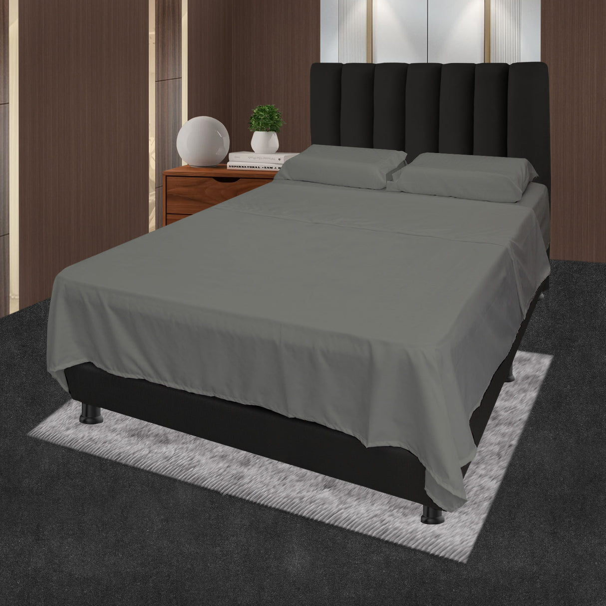 Juego de Sabanas Gris para Cama Semidoble 120 X 190 Cm Hipoelergénicas y Antiácaros - SABANAS | Bylmo