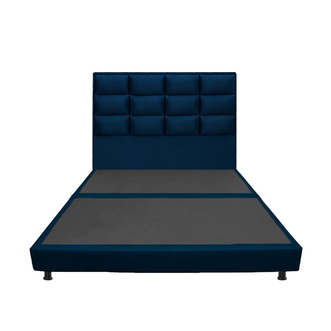 Combo Base Cama Dividida y Cabecero Londres Azul 140x190cm Con Patas - CAMAS | Bylmo