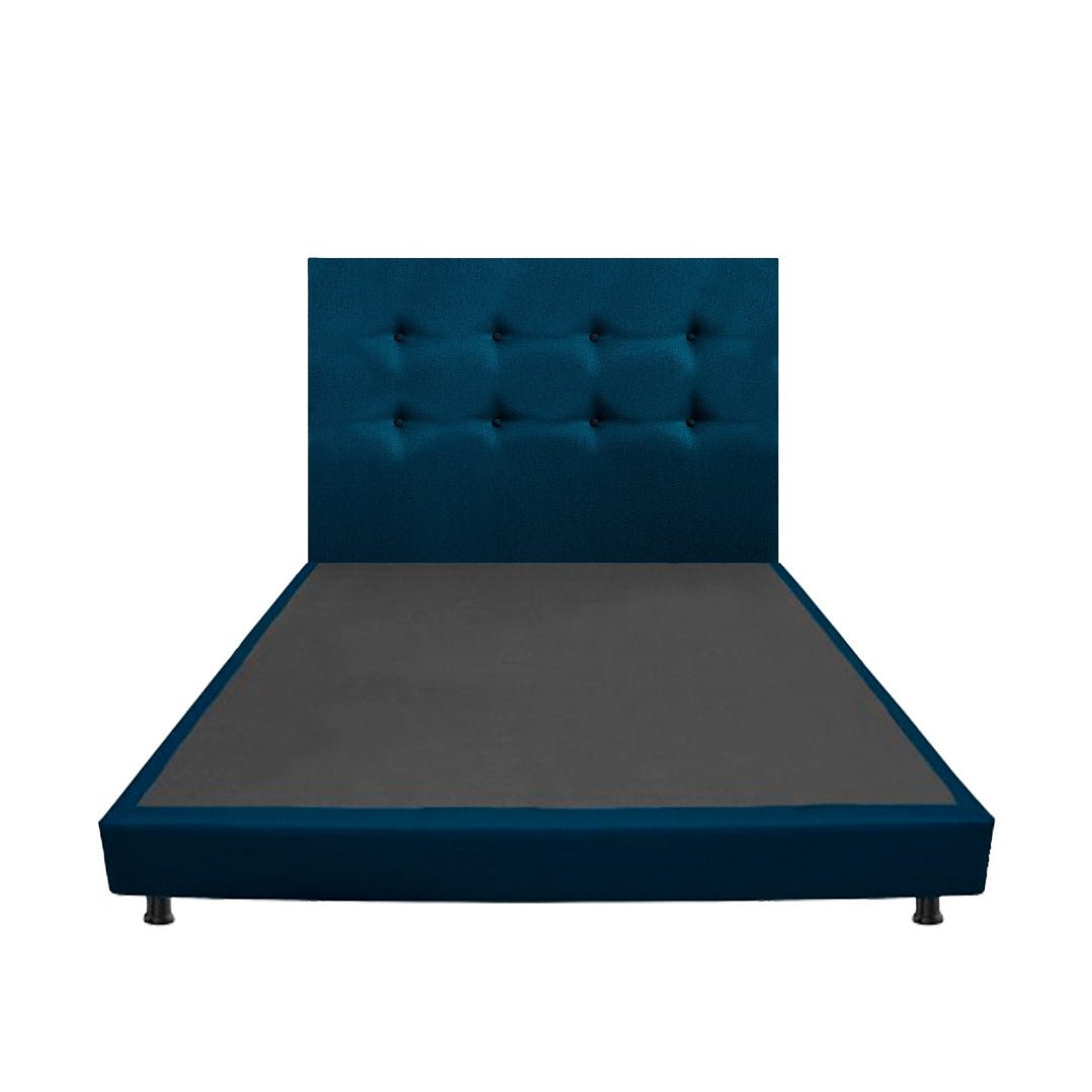 Combo Base Cama y Cabecero Dublín Azul 120x190cm Con Patas - CAMAS | Bylmo