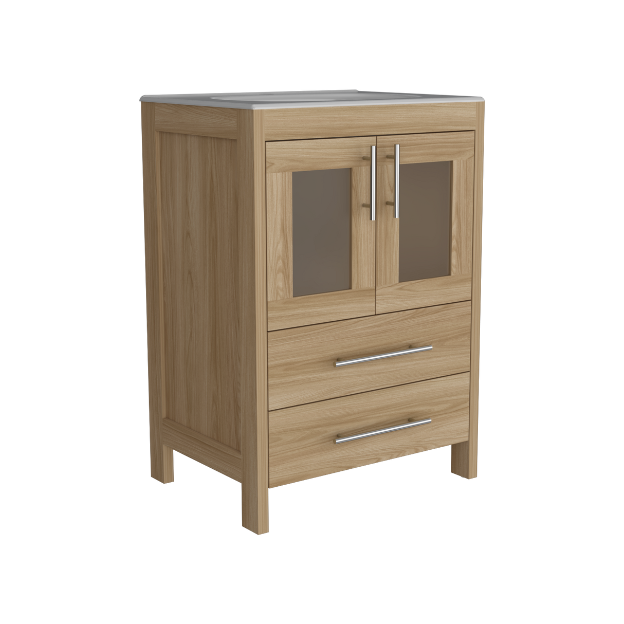 Mueble para Lavamanos Hilda Fresno Europeo 59.5x85.6cm con Lavamanos y Dos Cajones - MUEBLES PARA LAVAMANOS | Bylmo