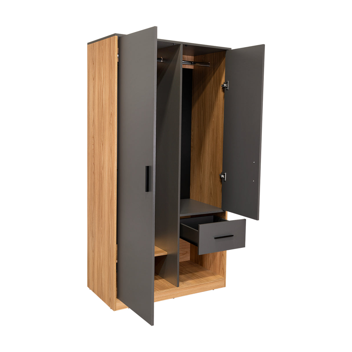 Closet Alder Plomo y Fresno Europeo 90.1x180cm Con Un Cajón y Dos Puertas - CLOSETS | Bylmo