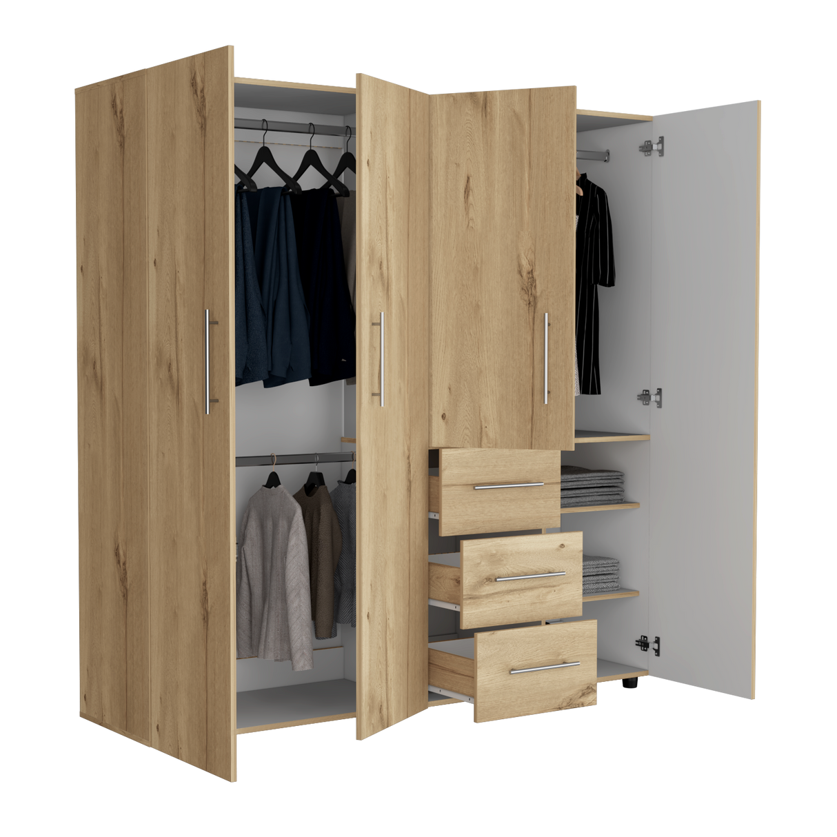 Closet Harlem Eco Duna y Blanco 181x184cm Con Tres Cajones y Cuatro Puertas - CLOSETS | Bylmo