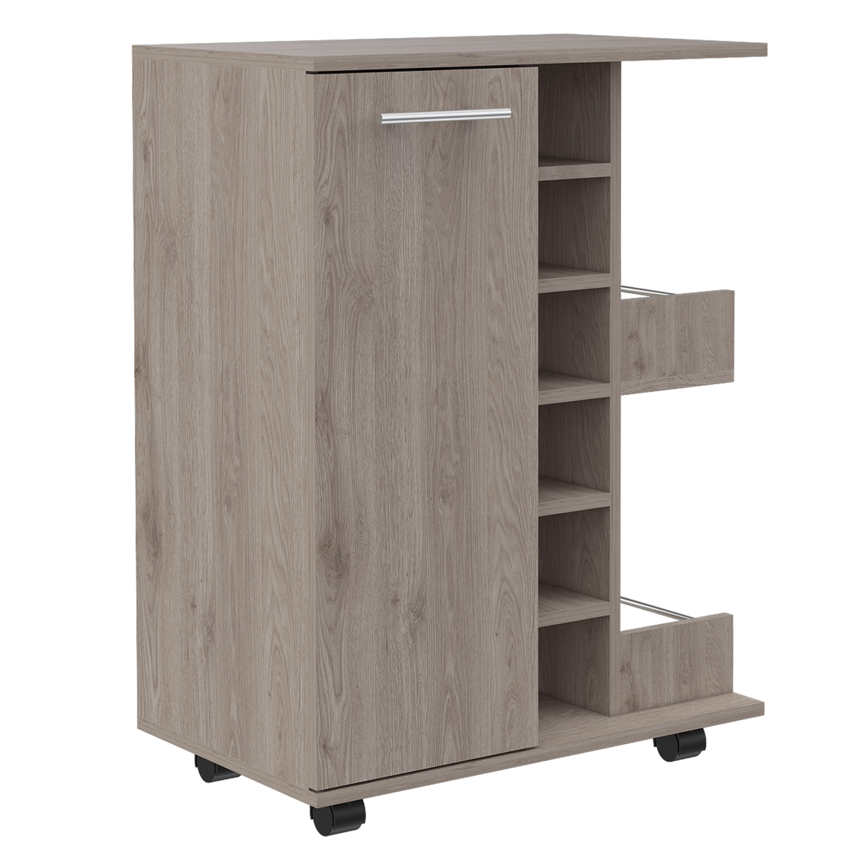 Bar Carro Cart Ceniza 60x82.1cm Con Seis Portabotellas - BARES | Bylmo