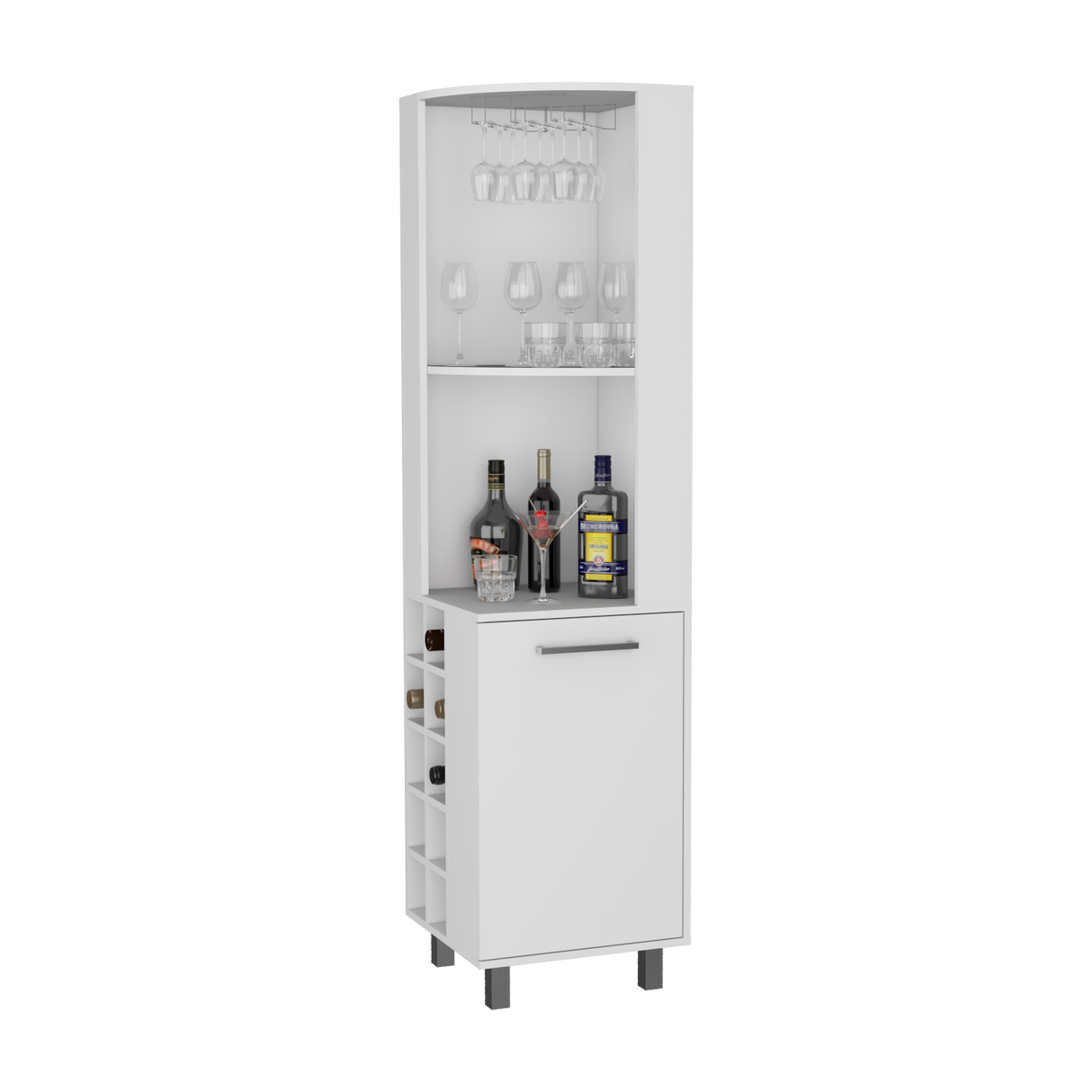 Bar Esquinero Kaia Fresno Europeo y Wengue 45x180cm Con Diez Portabotellas - BARES | Bylmo