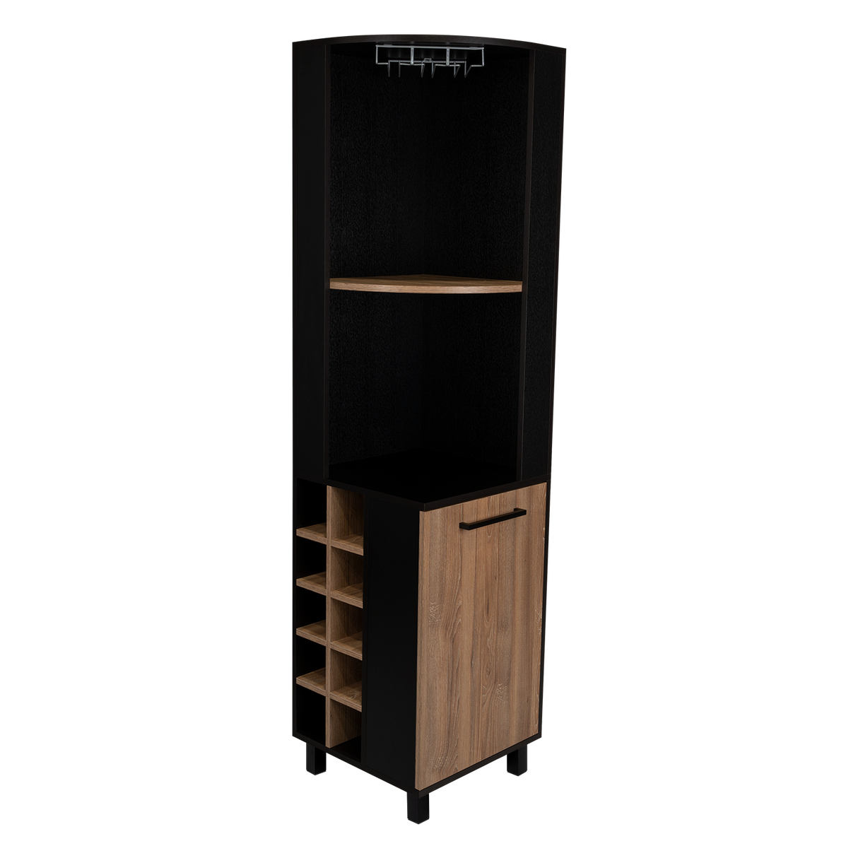 Bar Esquinero Kaia Plus Fresno Europeo y MIel 45x180cm Con Diez Portabotellas - BARES | Bylmo