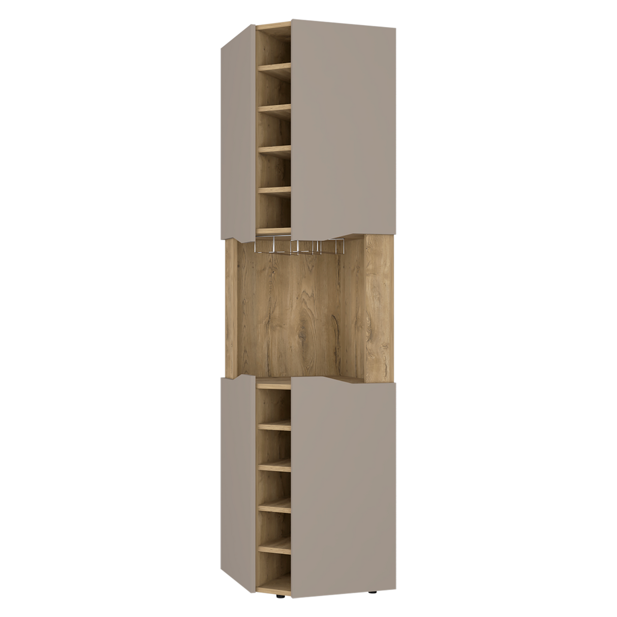 Bar Esquinero Obregon Macadamia y Taupe 45x180cm Con Diez Portabotellas - BARES | Bylmo