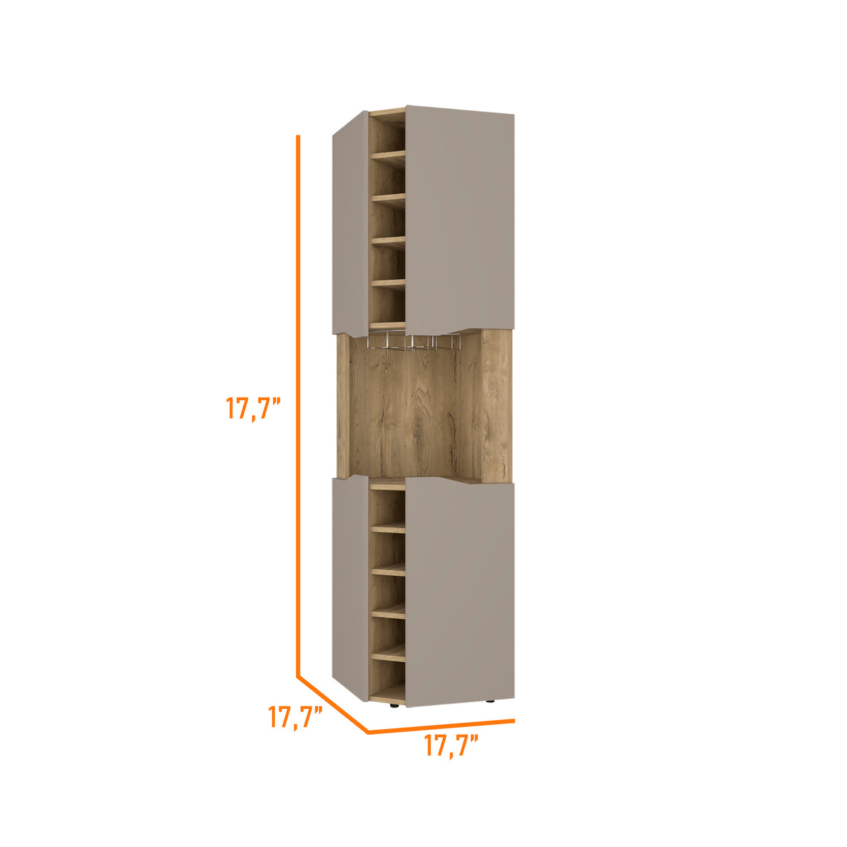Bar Esquinero Obregon Macadamia y Taupe 45x180cm Con Diez Portabotellas - BARES | Bylmo