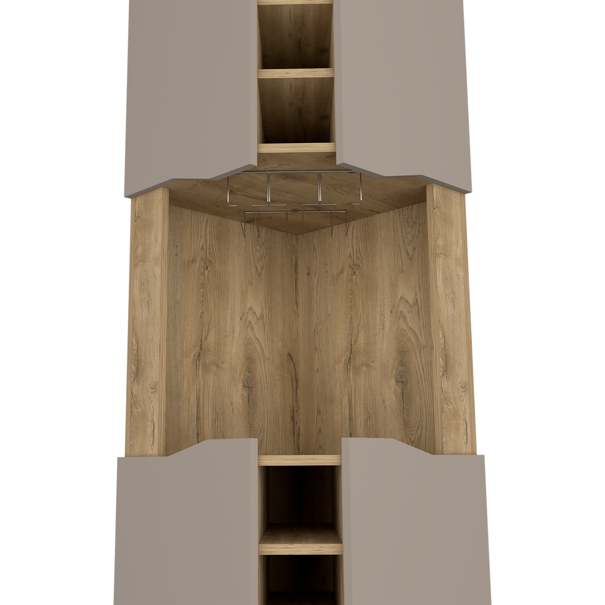 Bar Esquinero Obregon Macadamia y Taupe 45x180cm Con Diez Portabotellas - BARES | Bylmo