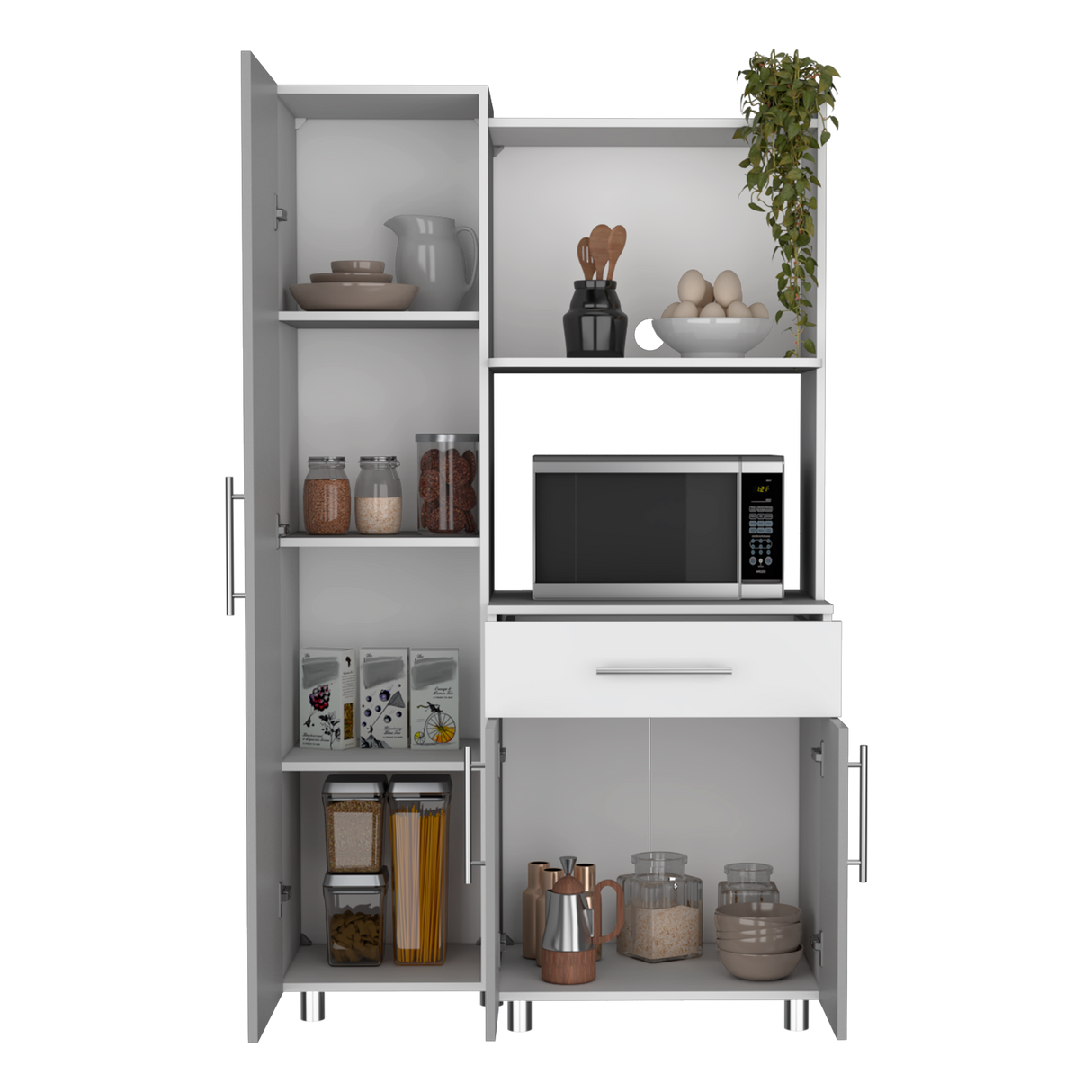 Alacena Pantress Blanco y Gris 98x165cm Con Tres Puertas - ALACENAS Y MUEBLES MICROONDAS | Bylmo