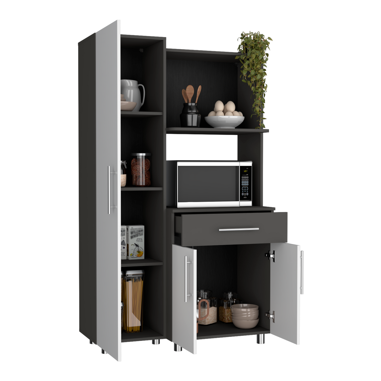 Alacena Pantress Blanco y Plomo 98x165cm Con Tres Puertas - ALACENAS Y MUEBLES MICROONDAS | Bylmo