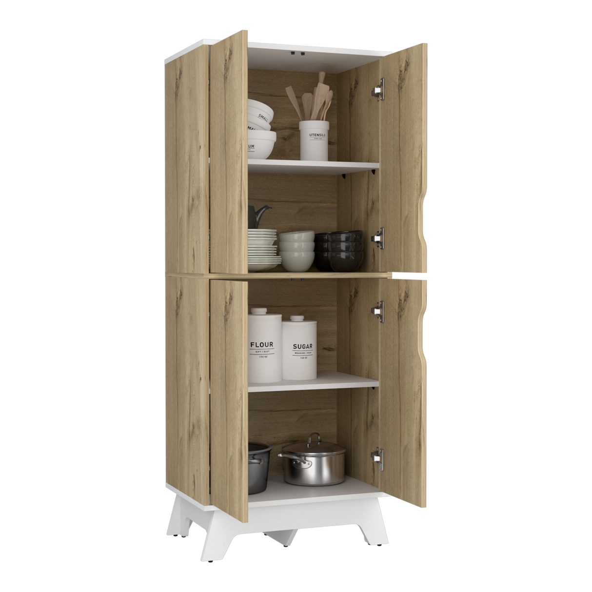 Alacena Bi color Duna y Blanco 60x150.7cm Con Cuatro Puertas - ALACENAS Y MUEBLES MICROONDAS | Bylmo