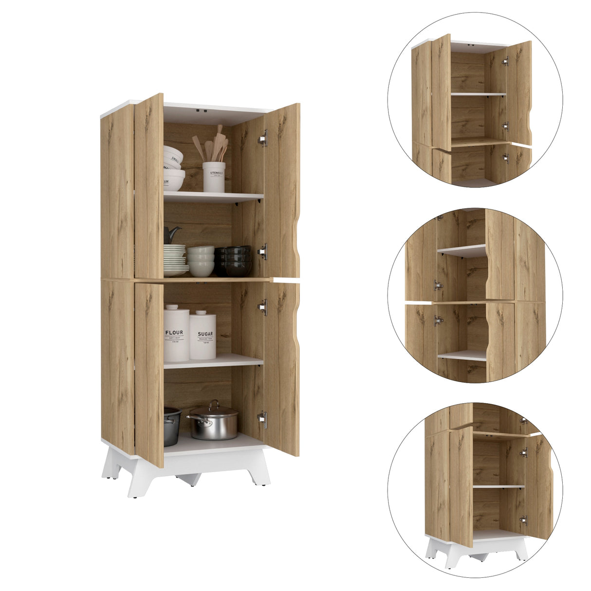 Alacena Bi color Duna y Blanco 60x150.7cm Con Cuatro Puertas - ALACENAS Y MUEBLES MICROONDAS | Bylmo