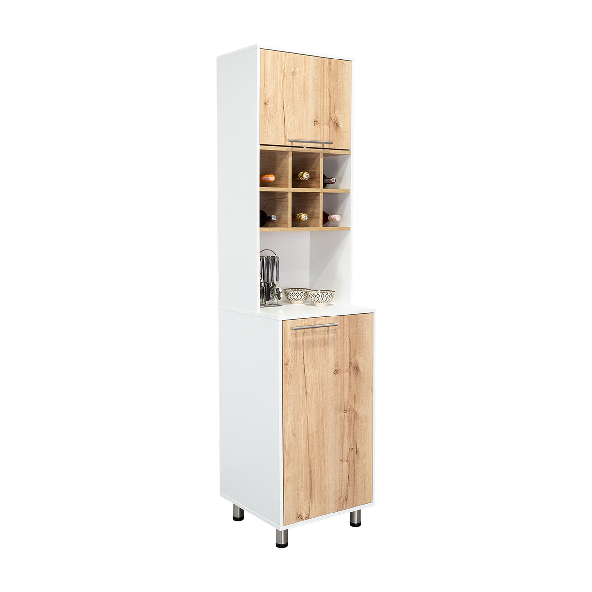 Alacena Attica Duna y Blanco 50x204cm Con Dos Puertas - ALACENAS Y MUEBLES MICROONDAS | Bylmo