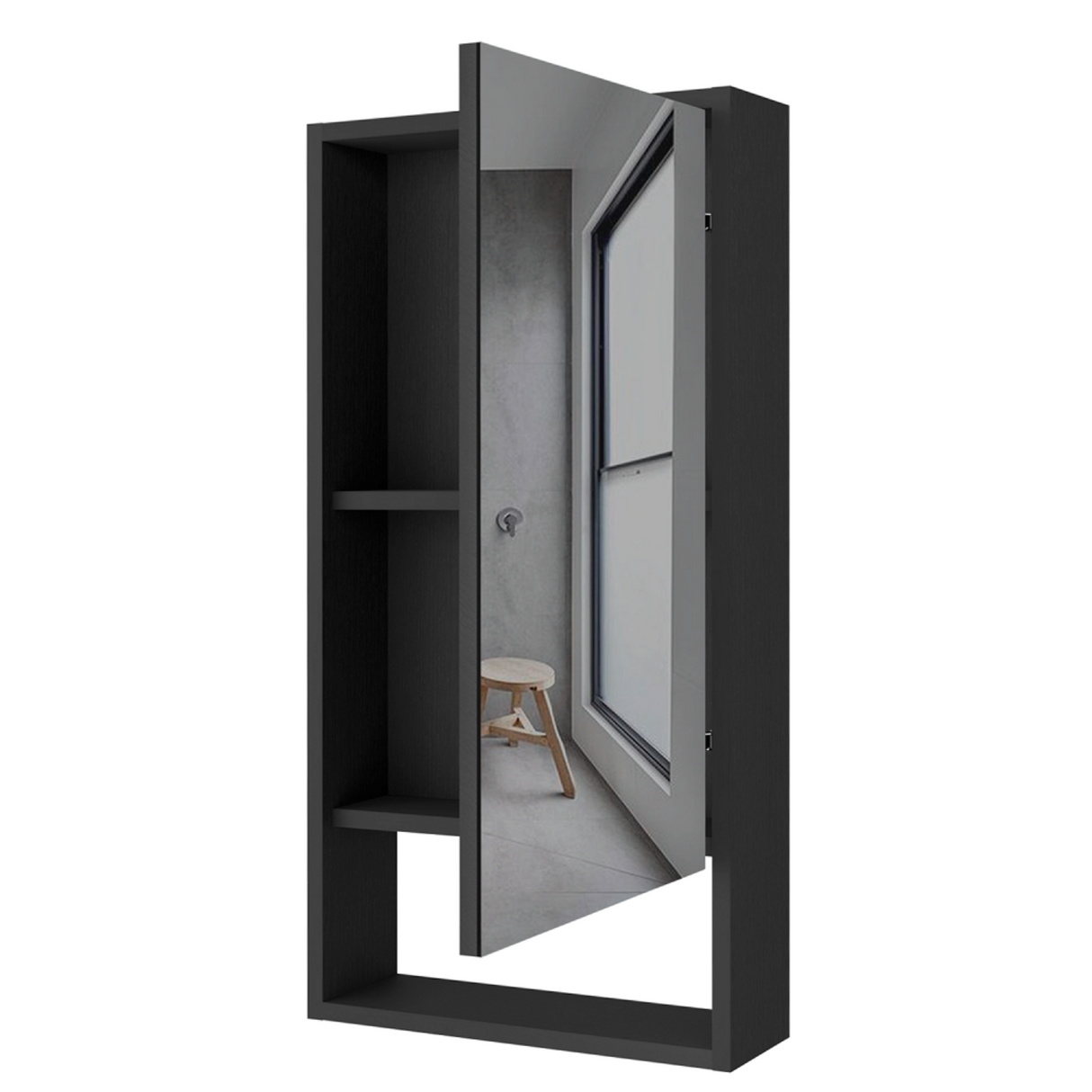 Gabinete de Baño Rectangular Mariana Wengue 45.5x90cm Con Espejo y Dos Entrepaños - GABINETES DE BANHO | Bylmo