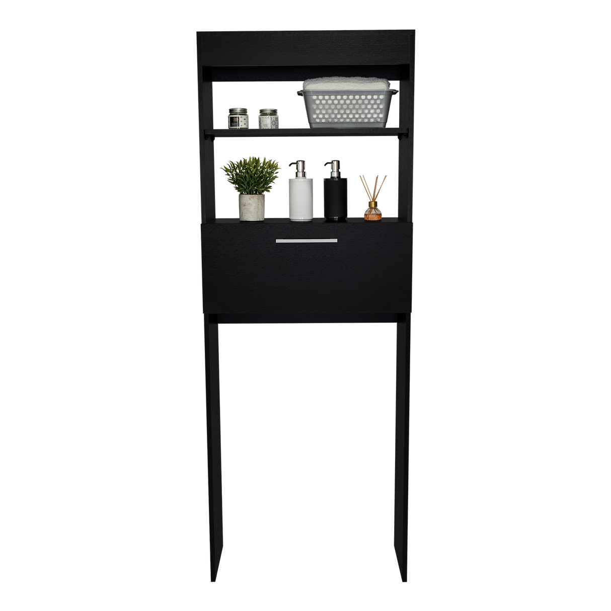 Organizador de Baño Manchester Wengue 63.2x170.6cm Con Patas y Dos Entrepaños - OTROS MUEBLES PARA BANHO | Bylmo