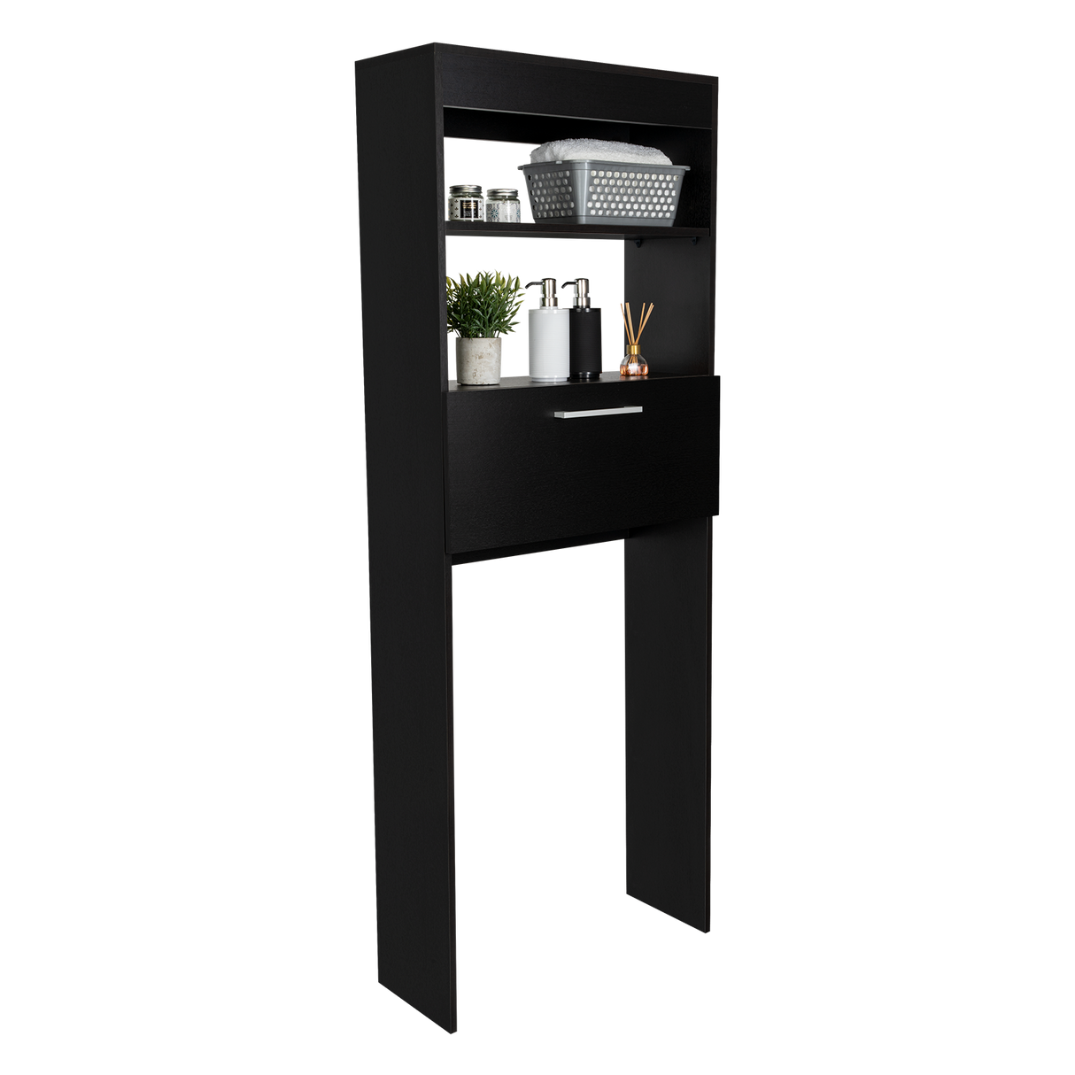 Organizador de Baño Manchester Wengue 63.2x170.6cm Con Patas y Dos Entrepaños - OTROS MUEBLES PARA BANHO | Bylmo