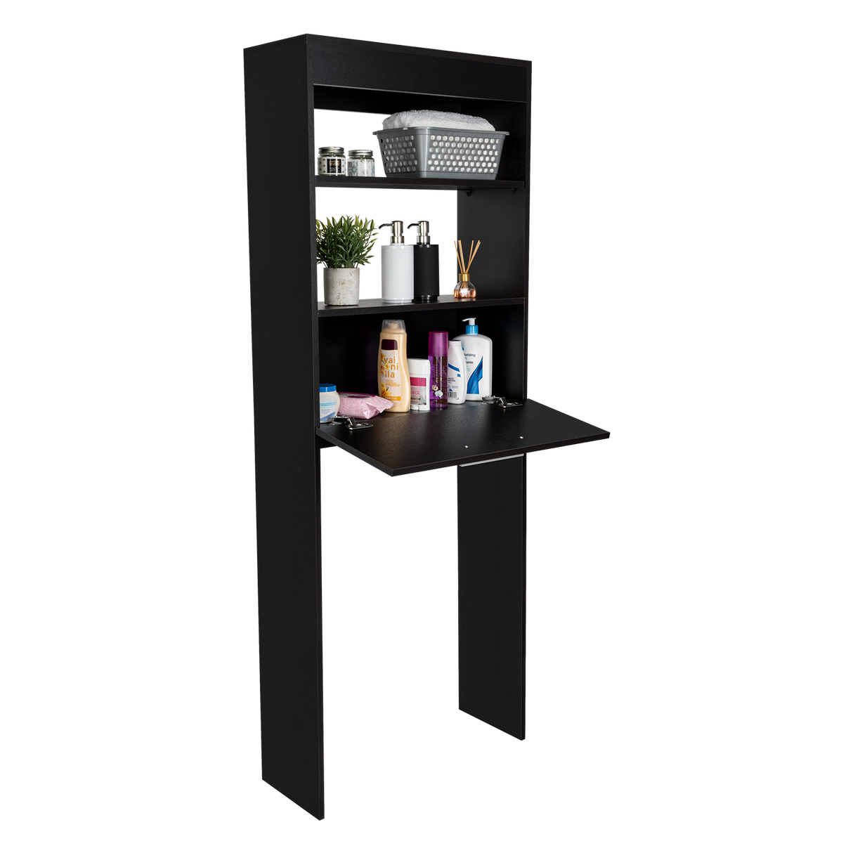 Organizador de Baño Manchester Wengue 63.2x170.6cm Con Patas y Dos Entrepaños - OTROS MUEBLES PARA BANHO | Bylmo