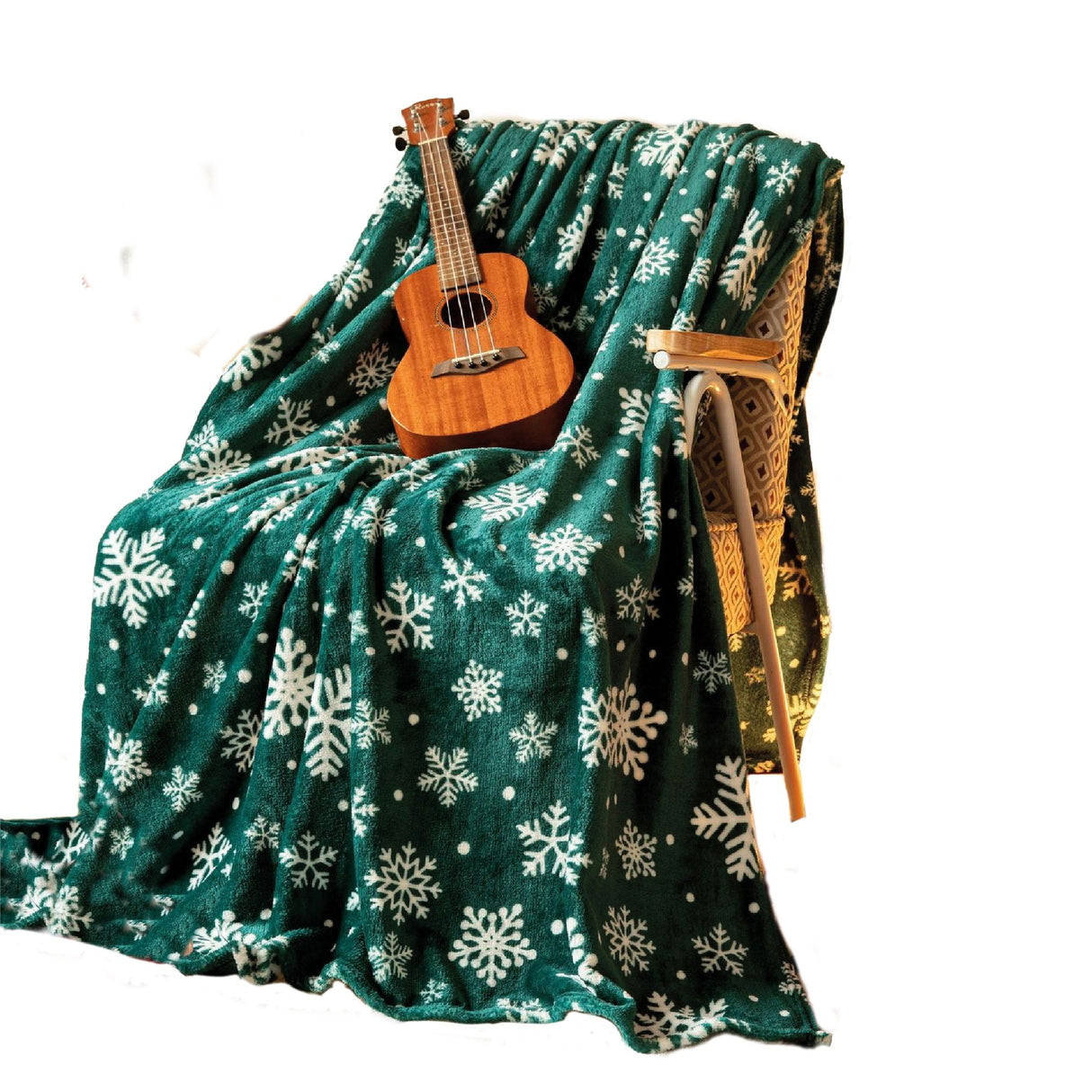 Cobija Christmas Copos De Nieve Verde 200x230cm Muy Suave y Ligera - COBIJAS Y MANTAS | Bylmo