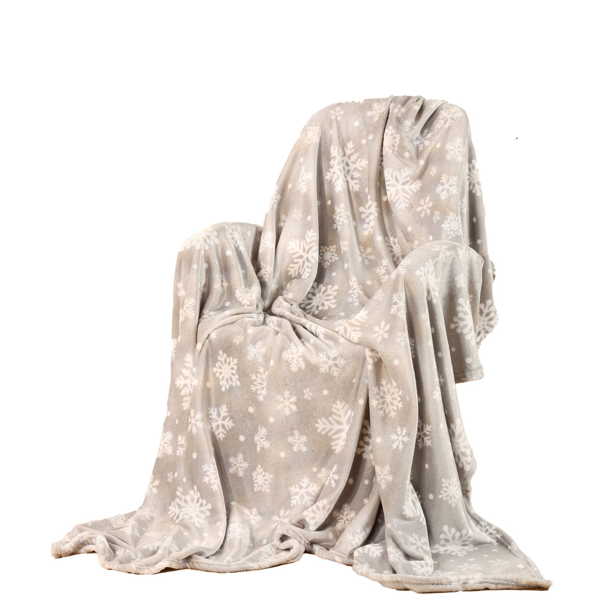 Cobija Christmas Copos De Nieve Gris 200x230cm Muy Suave y Ligera - COBIJAS Y MANTAS | Bylmo