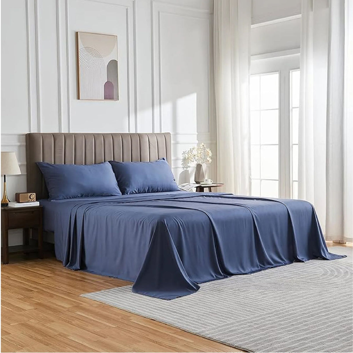 Sabana Bamboo Azul 180x200cm Fondo Entero de 230 Hilos - SABANAS | Bylmo