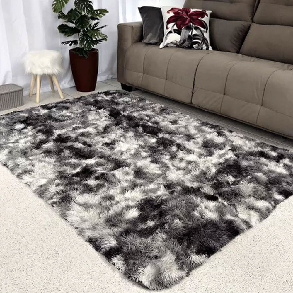 Tapete de Sala Terciopelo Negro y Gris 100x150cm Fondo Entero - TAPETES Y ALFOMBRAS | Bylmo