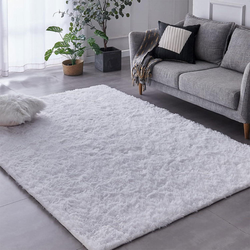 Tapete de Sala Terciopelo Blanco 100x150cm Fondo Entero - TAPETES Y ALFOMBRAS | Bylmo