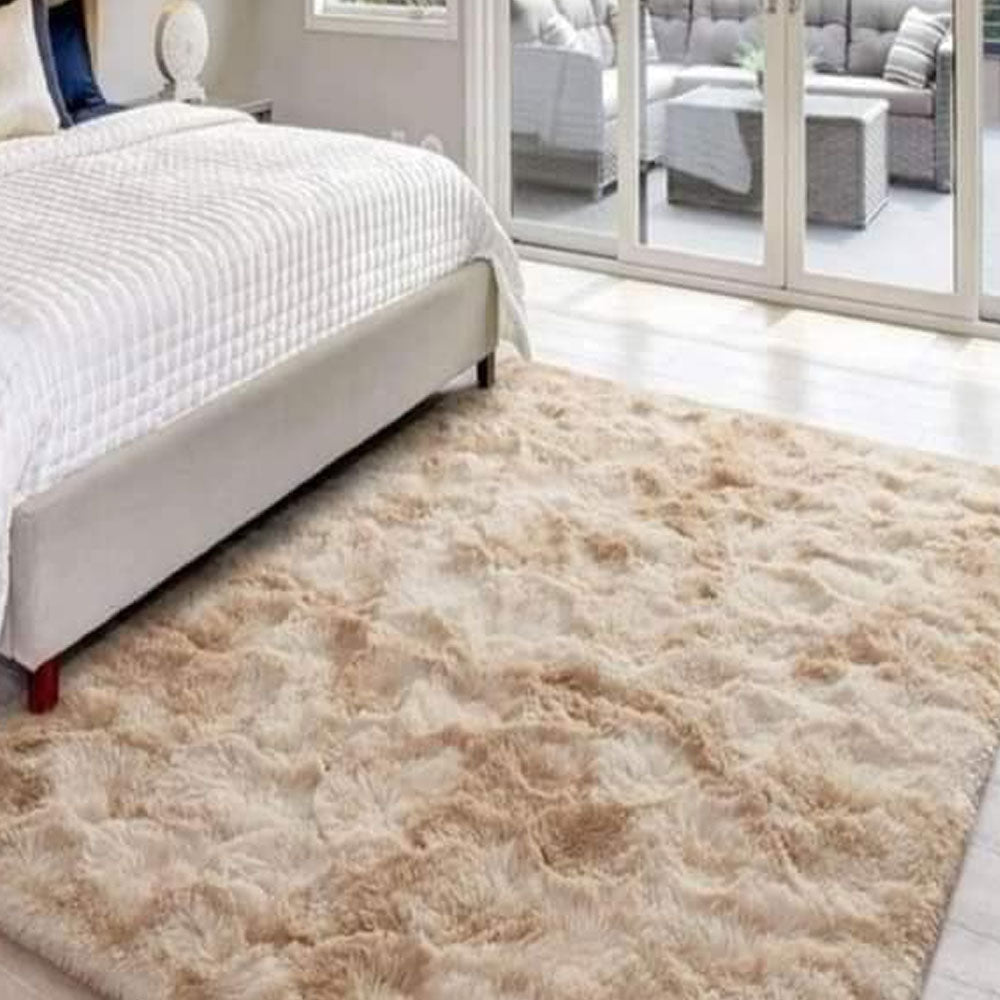 Tapete de Sala Terciopelo Beige y Blanco 100x150cm Fondo Entero - TAPETES Y ALFOMBRAS | Bylmo