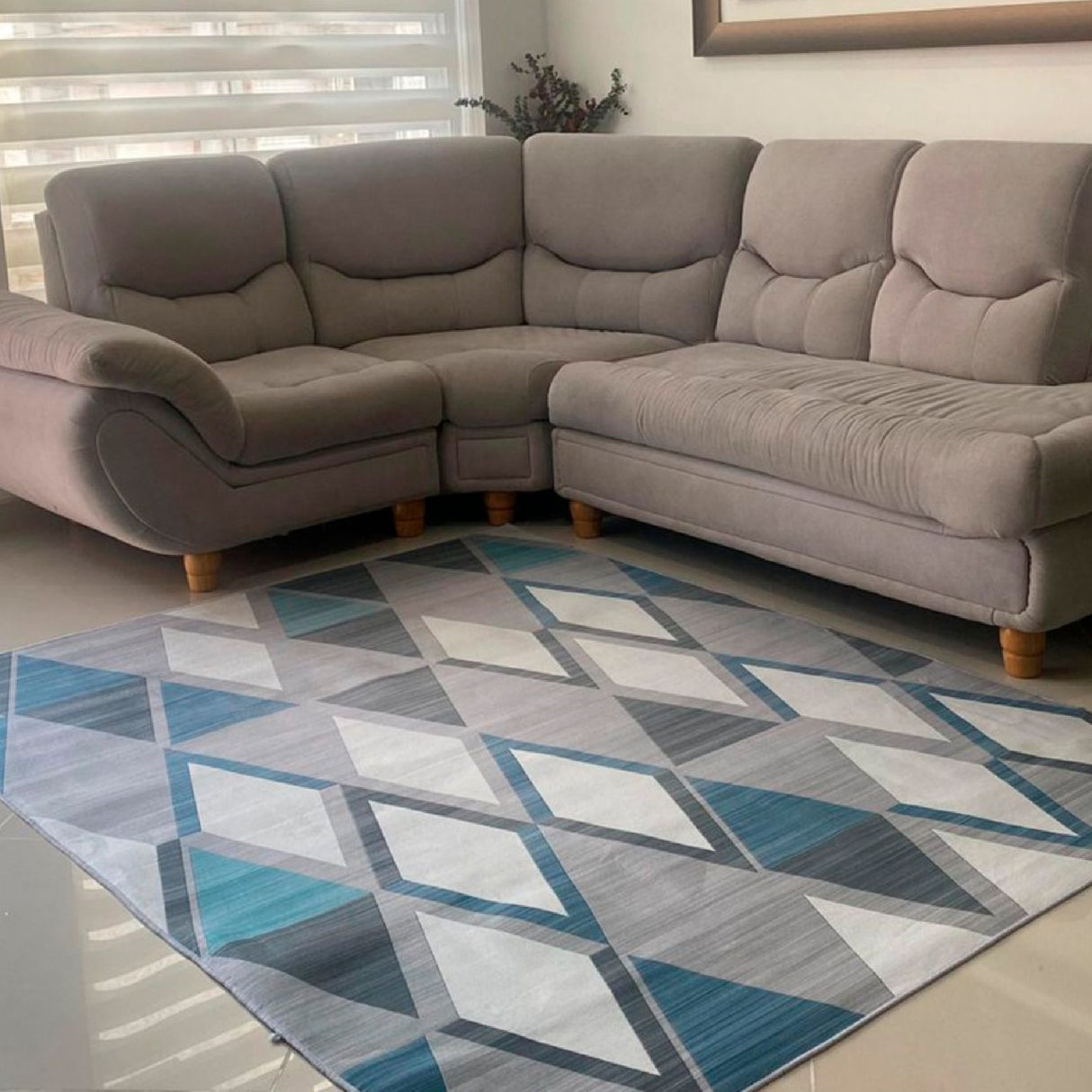 Tapete de Sala Persa Azul y Blanco 200x150cm de Rombos - TAPETES Y ALFOMBRAS | Bylmo