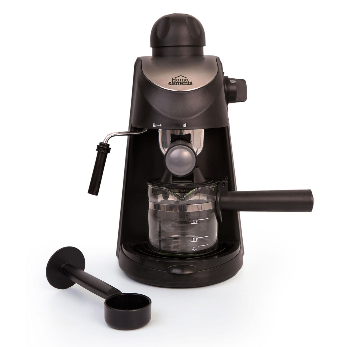Cafetera Eléctrica Espresso Negro y Plateado 19x16.5cm Con Sistema Antigoteo y Boquilla de Vapor Para 2 Tazas - CAFETERAS ELECTRICAS | Bylmo