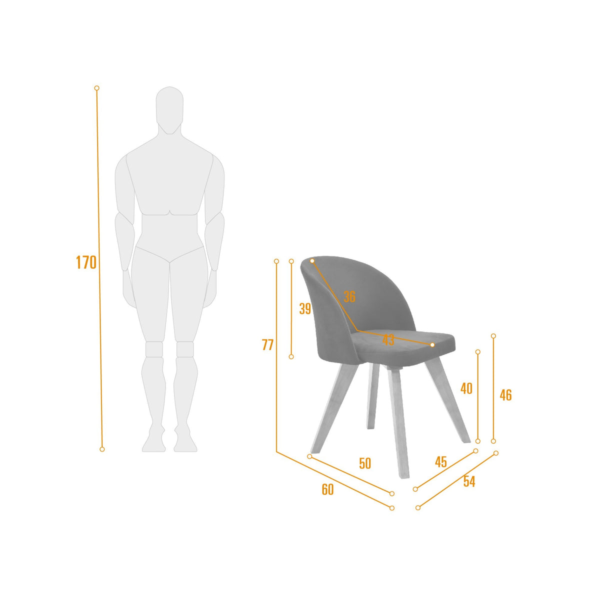 Silla de Comedor Sabina Petróleo 54x77cm Asiento Cuadradro - SILLAS Y BUTACOS | Bylmo