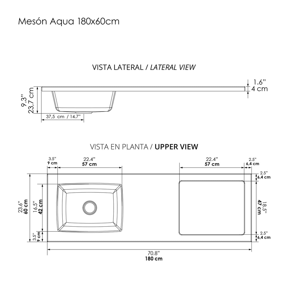 Cocina Modular Zafiro Blanco y Granito Perla 180x75cm Con Mesón y Con Estufa - COCINAS | Bylmo