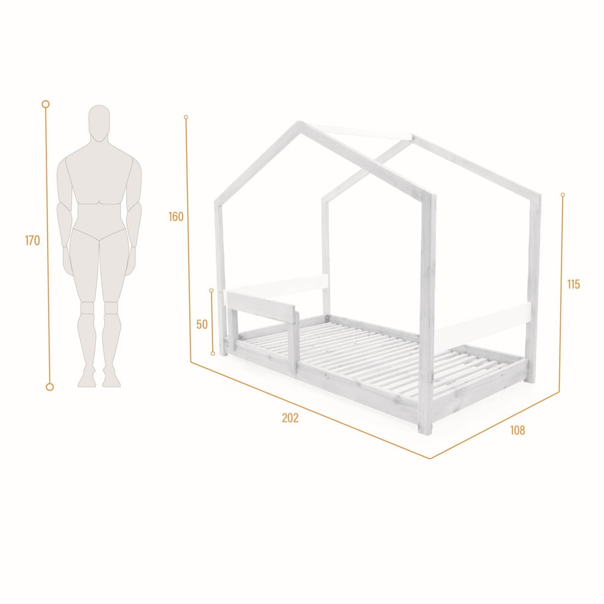 Cama Infantil Lazio Caoba 108x160cm para Colchón Sencillo 100 X 190 Cm - CAMAS | Bylmo