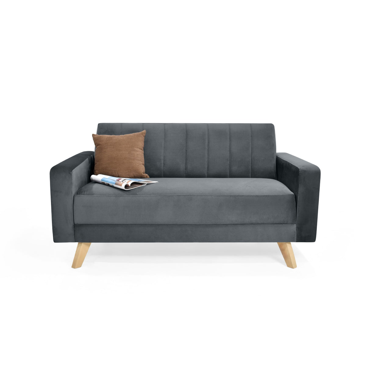 Sofá Baru Gris 152x83cm de Dos Puestos con Apoya Brazos - SOFAS Y POLTRONAS | Bylmo