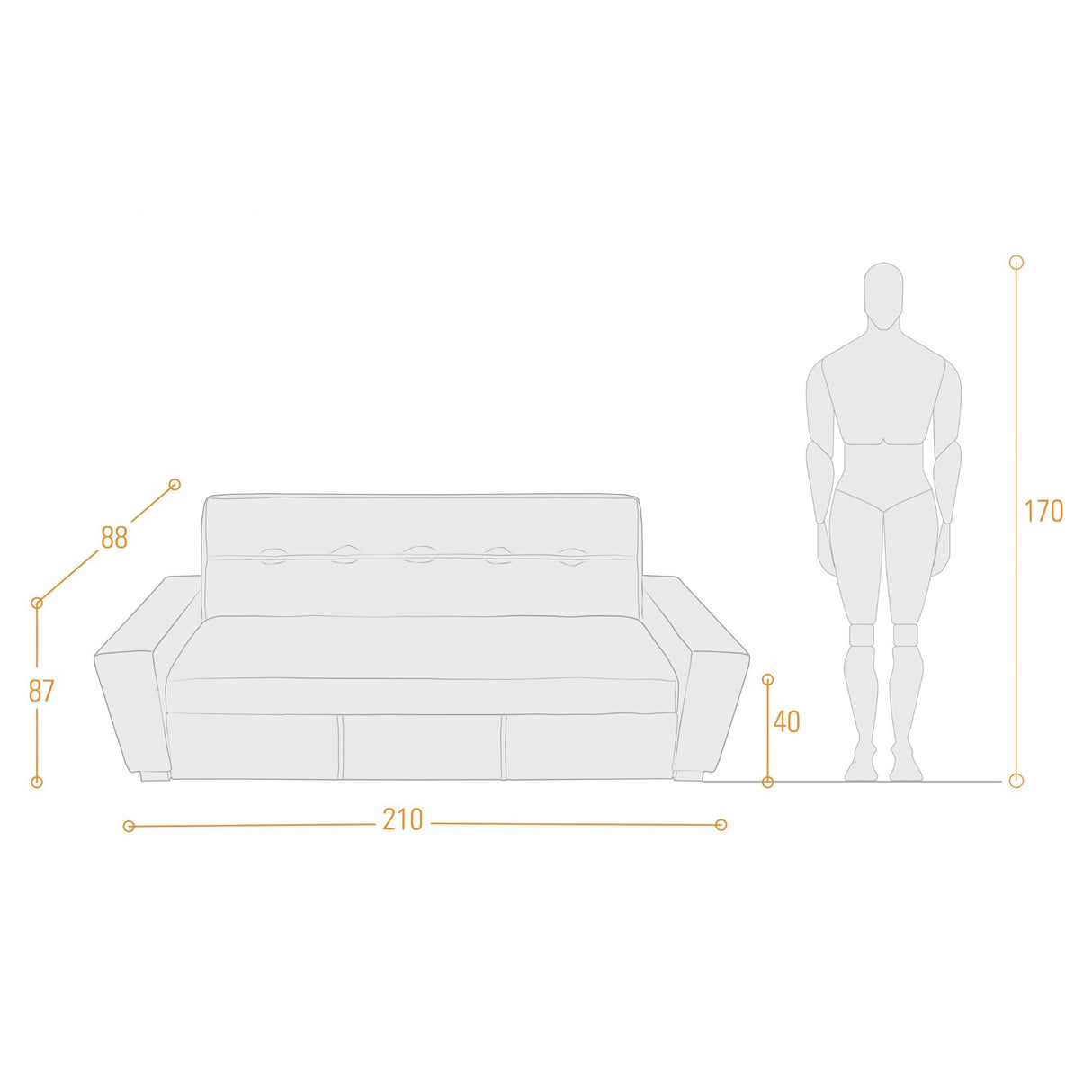 Sofacama Hamburgo Gris 210x87cm de Tres Puestos Recinable con Apoya Brazos - SOFAS Y POLTRONAS | Bylmo