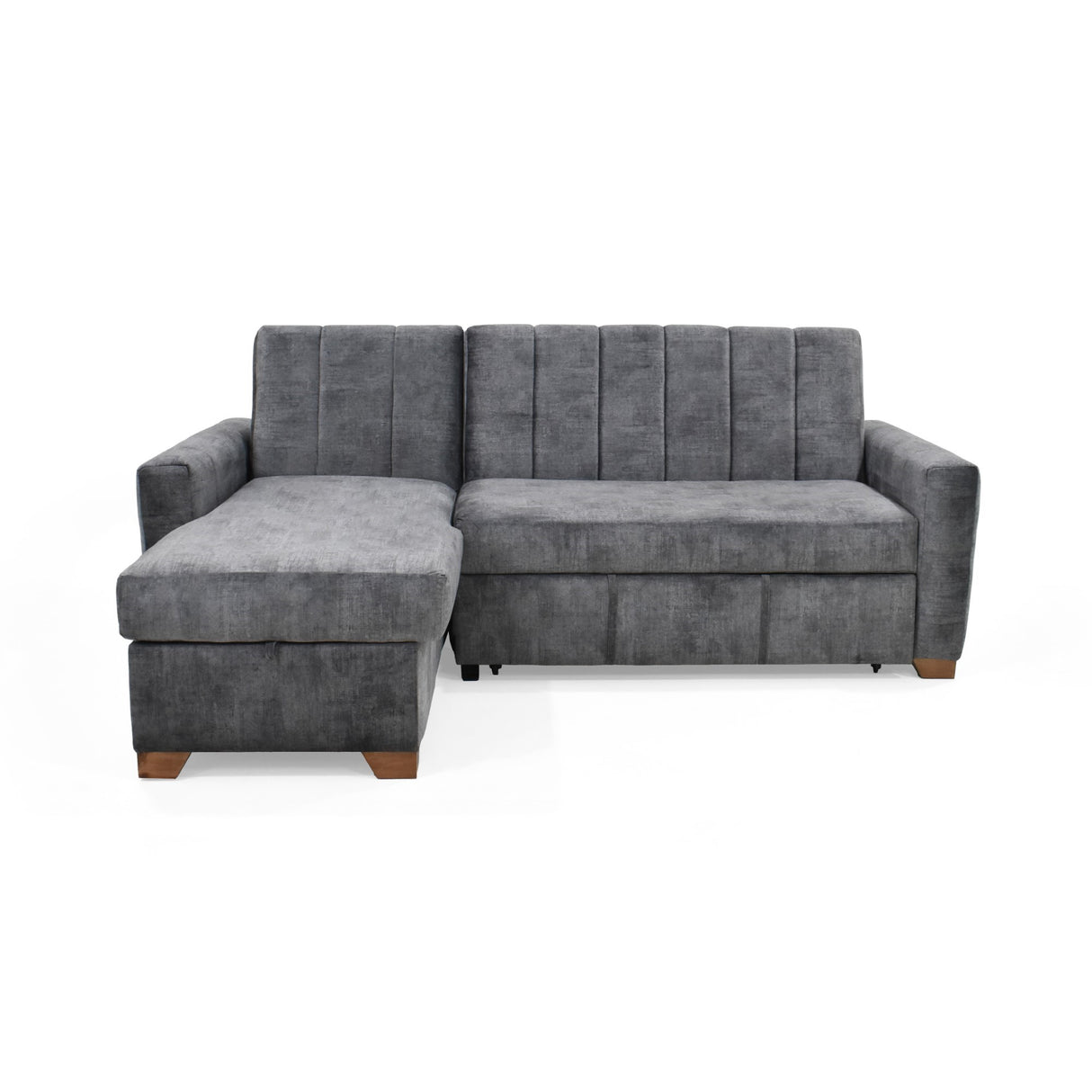 Sofacama Derecho Apolo Gris 220x92cm De Tres Puestos Reclinable Con Apoya Brazos