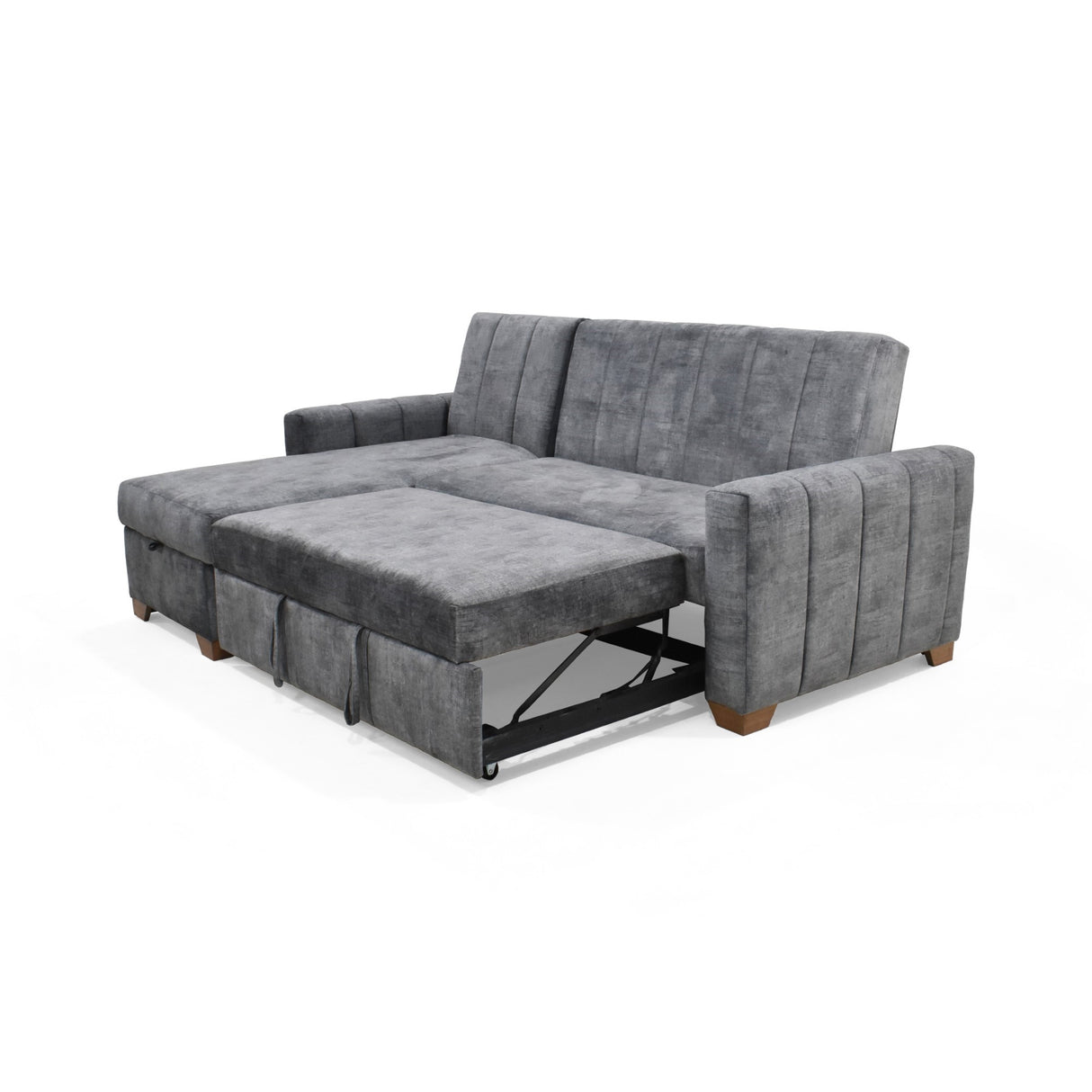 Sofacama Derecho Apolo Gris 220x92cm De Tres Puestos Reclinable Con Apoya Brazos