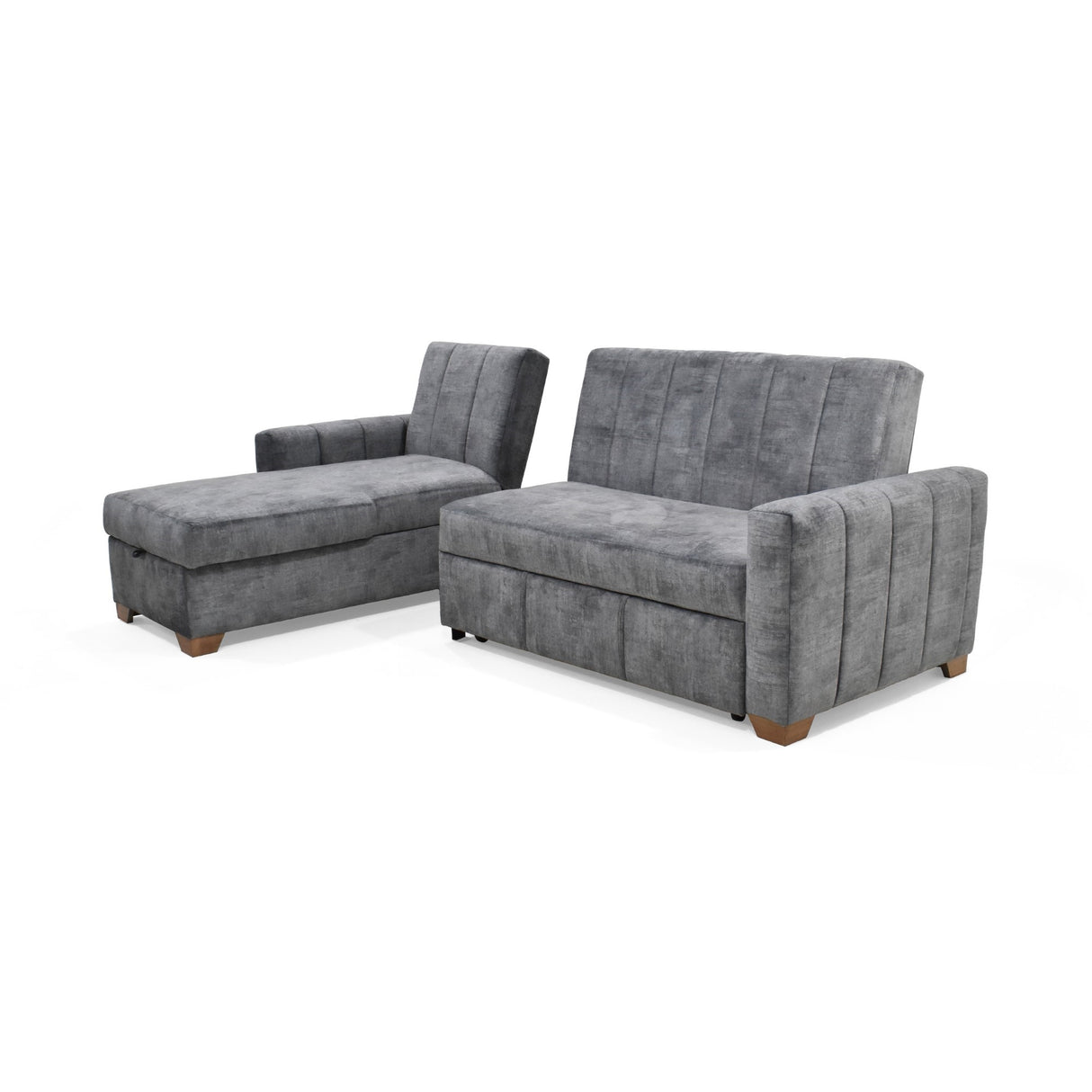 Sofacama Derecho Apolo Gris 220x92cm De Tres Puestos Reclinable Con Apoya Brazos