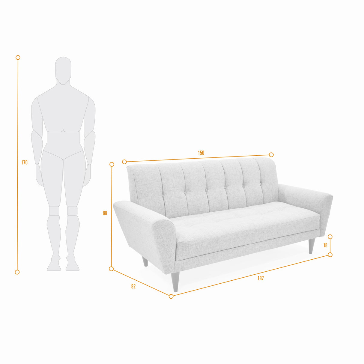 Sofá Zen Indigo 187x88cm de Tres Puestos con Apoya Brazos - SOFAS Y POLTRONAS | Bylmo